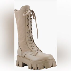 Marc Fisher Beige Lace-Up Boots